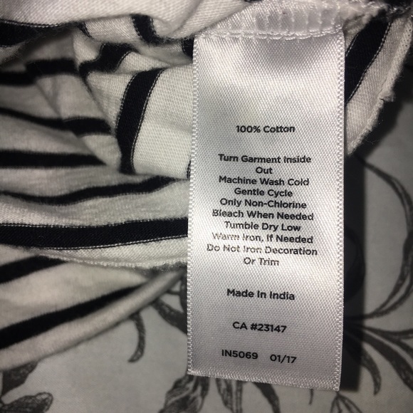 Preowned Talbots Black & White Striped Blouse 3/4 Sleeves Tie Front Bottom S - Picture 4 of 7